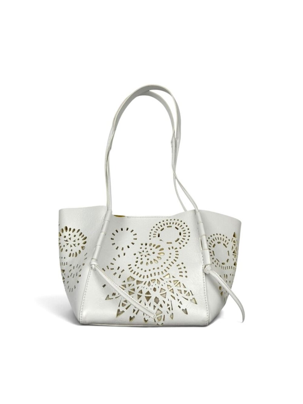 DRIES VAN NOTEN White Leather Laser-Cut Tote